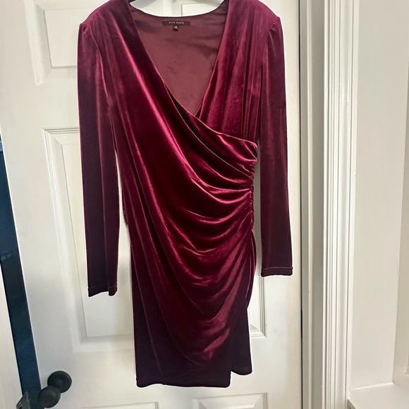 Alex Marie Deep Red Velvet Long Sleeve Dress - Picture 4 of 6